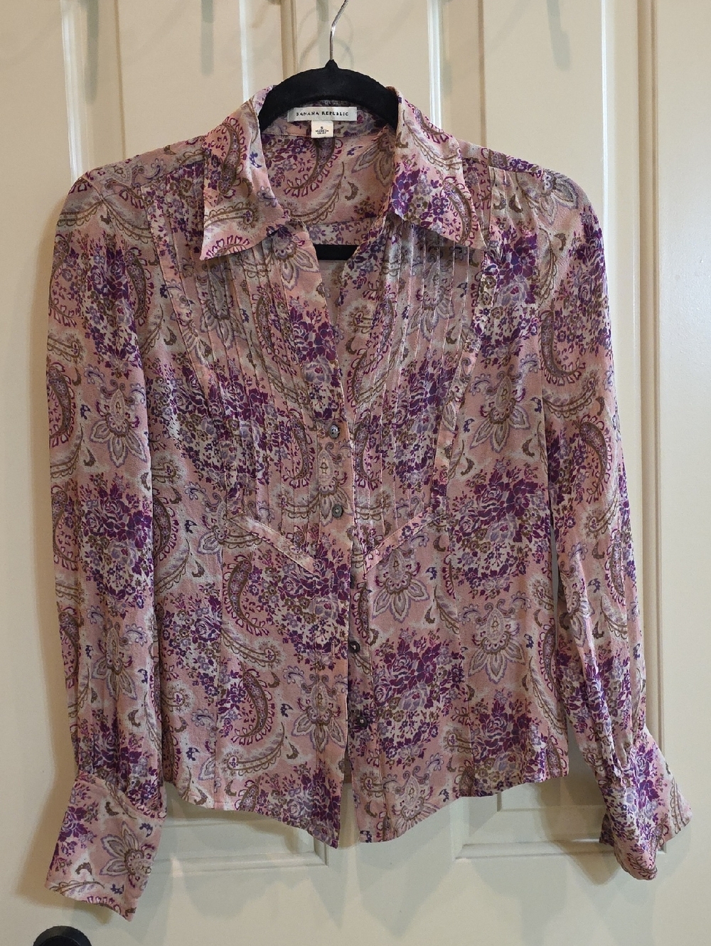 Banana Republic Pink and Purple Paisley Button-Down Blouse